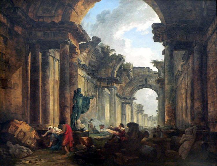 Hubert Robert Imaginary View of the Grand Gallery of the Louvre in Ruins china oil painting image